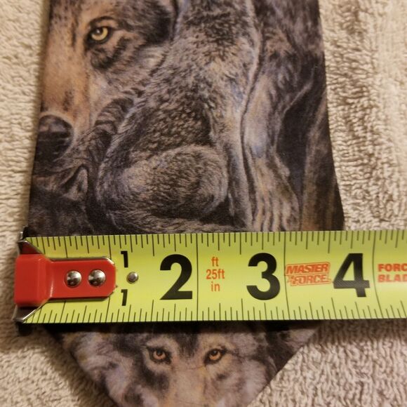 Vintage Men's Neck Tie D'em Crazy Wolves Brown D.C. Enterprises 1990's USA - Picture 9 of 9